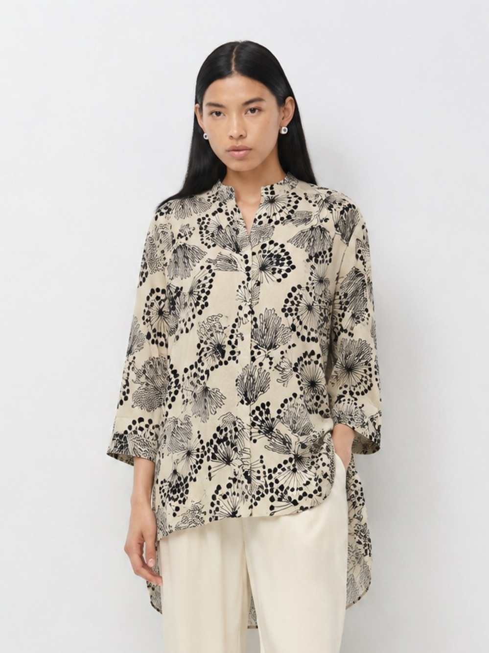 NWT Masai Copenhagen Botanical Print Tunic Blouse Size M €129 Retail